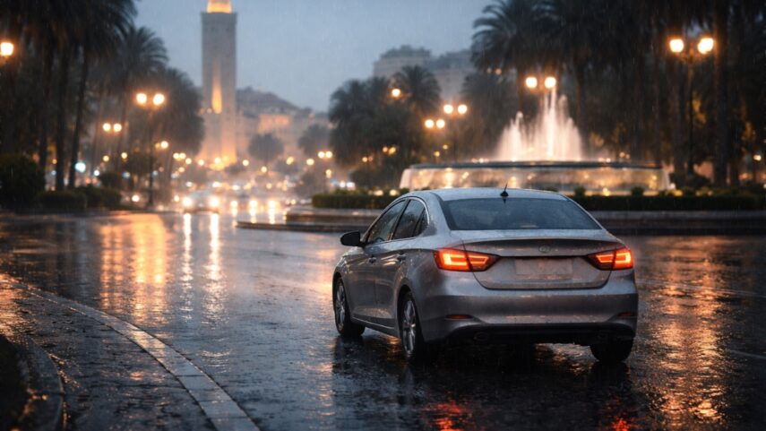 Casablanca Rainy-Day Driving Slippery Roundabouts, Headlights, and Safe Speed Habits